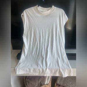 White Free People Long Cotton Tank Tee